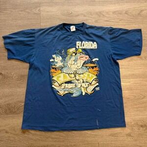 Vintage 90s Florida Catfish Fish Fry Shirt XL Jerzees Made in USA Boxy